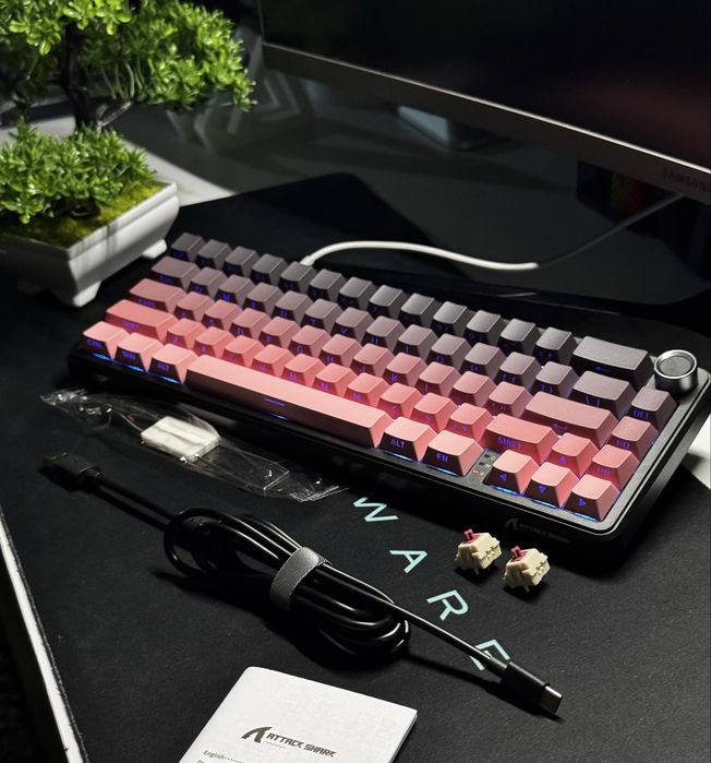 ‼️• Бездротова клавіатура Attack Shark X66 Pink  Gradient •‼️