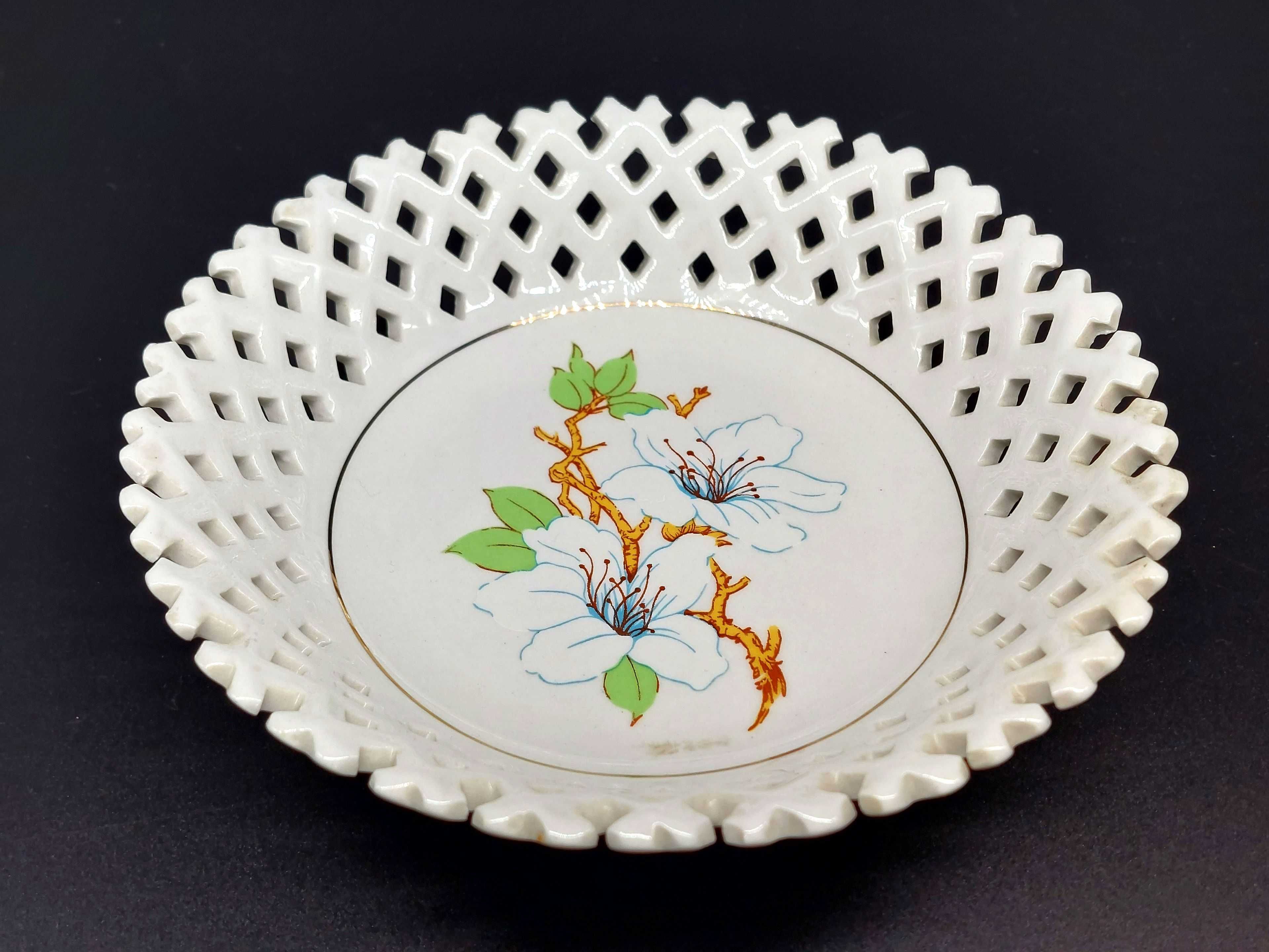 Talerz miseczka ażurowy zdobiony porcelana chińska vintage