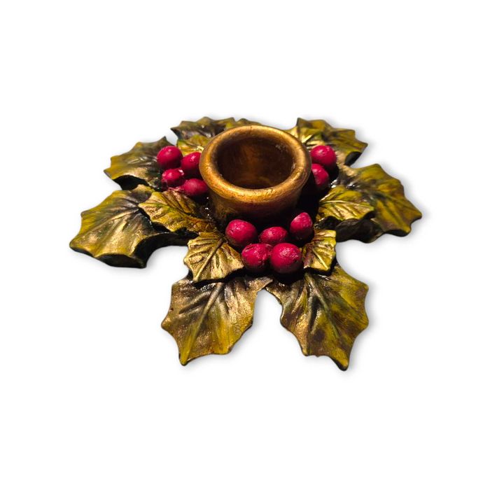 2 Castiçais azevinho p/ velas Natal