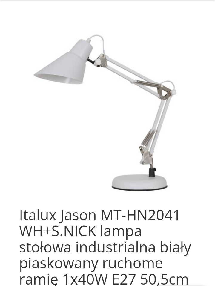 Nowa lampa biurkowa Italux Jason MT-NH2041 biala