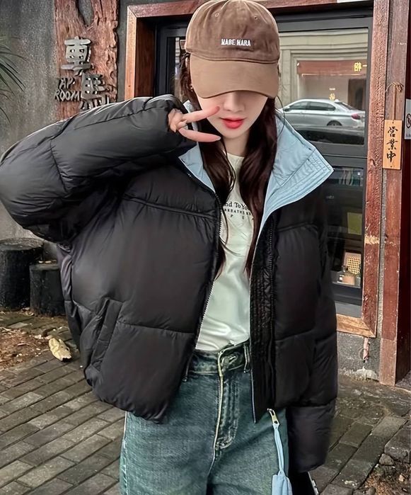 Пуховик жіночий натуральний качиний пух короткий  uniqlo чорний