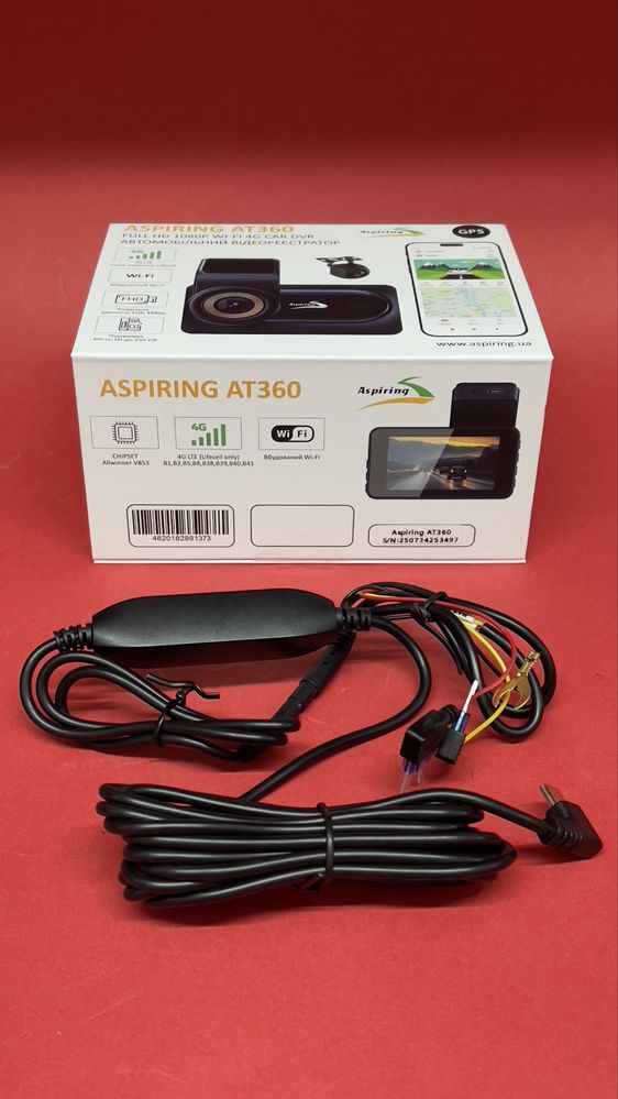 Авто відеореєстратор Aspiring AT360 — 2 камери, 4G сімкарта , Wi-Fi