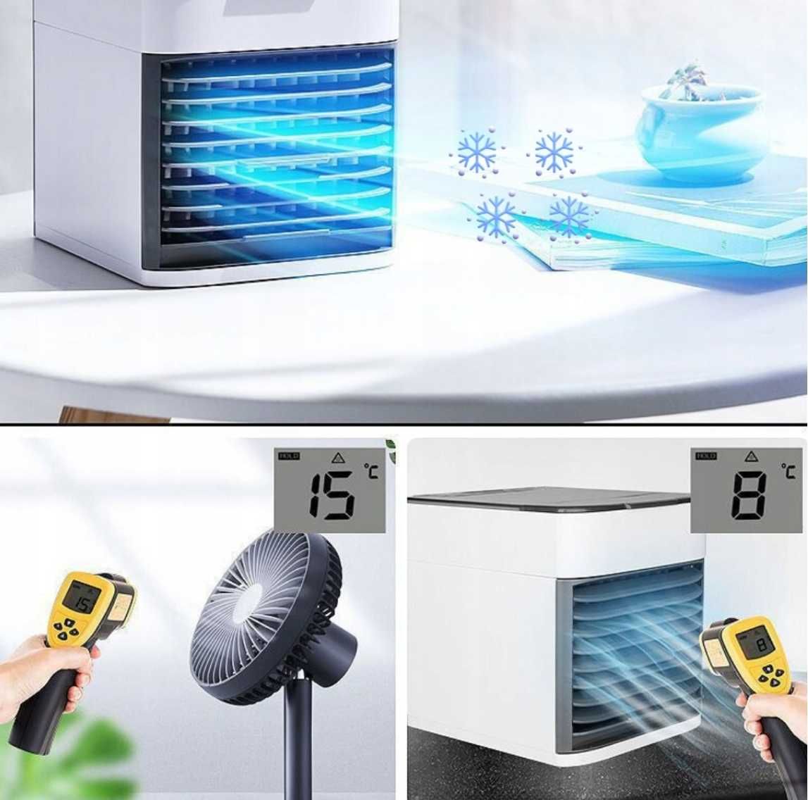 KLIMATYZATOR PRZENOŚNY na USB na wodę i lód 3W1 klimator wentylator
