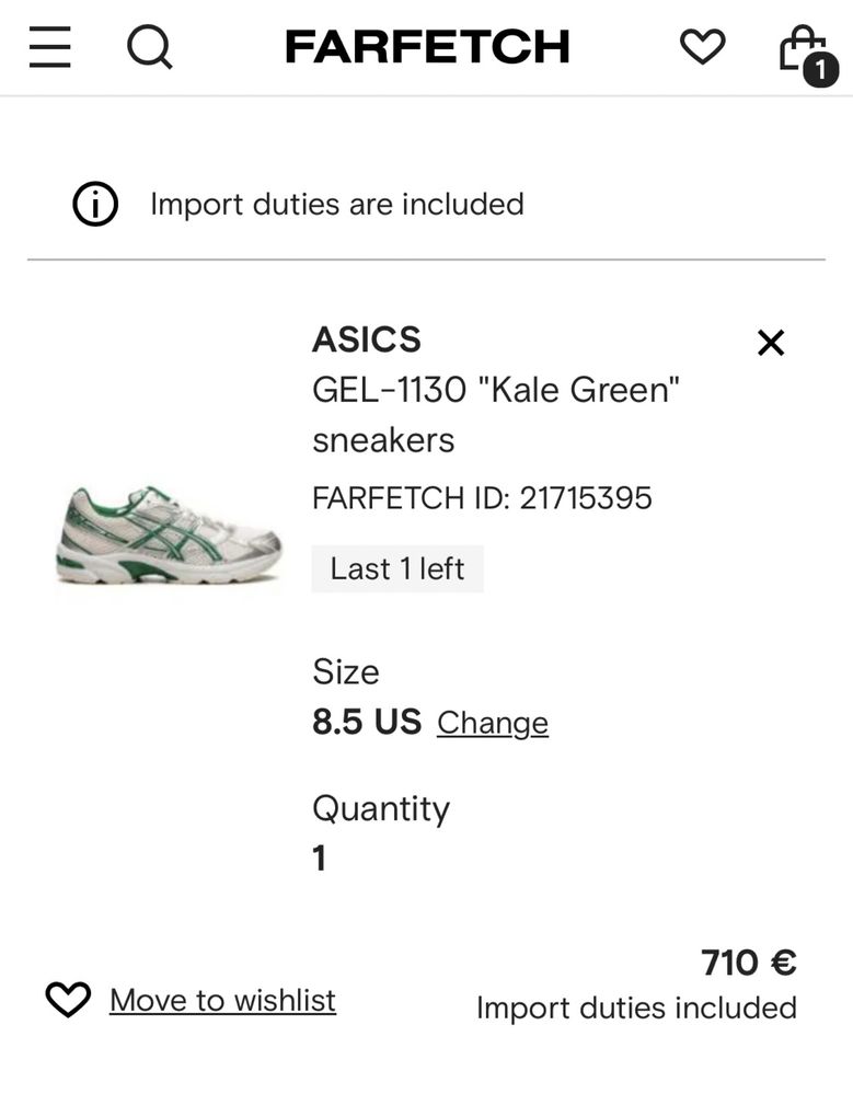 Asics cream kale gel-1130 green