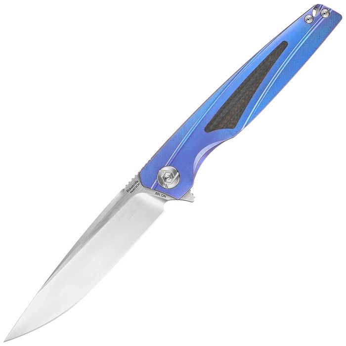 Nóż składany RikeKnife 803CH Blue Titanium/Carbon Fiber, Satin M390 by