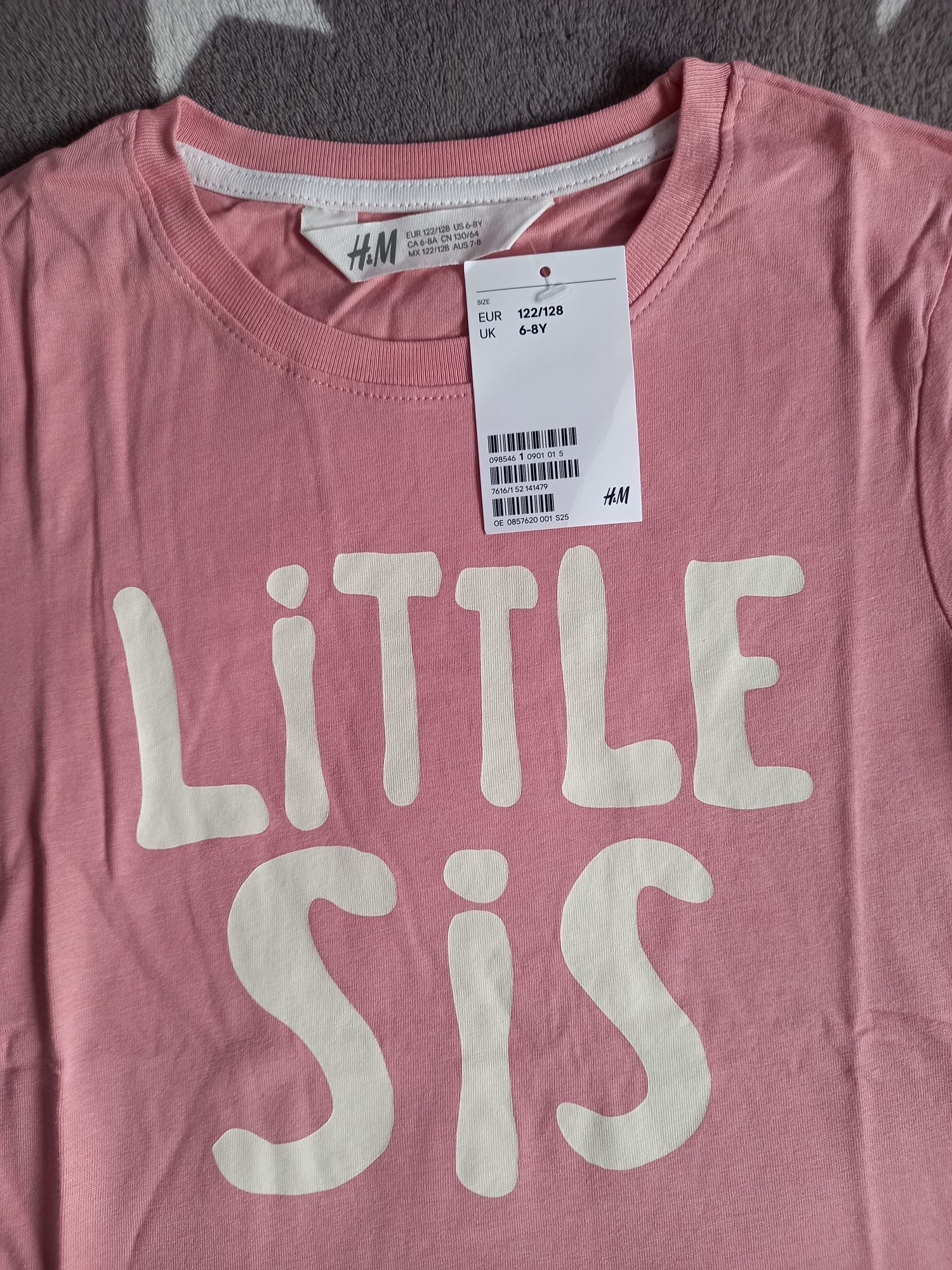 NOWA bluzka koszulka tshirt hm h&m 122 128 Little SIS Sister siostra
