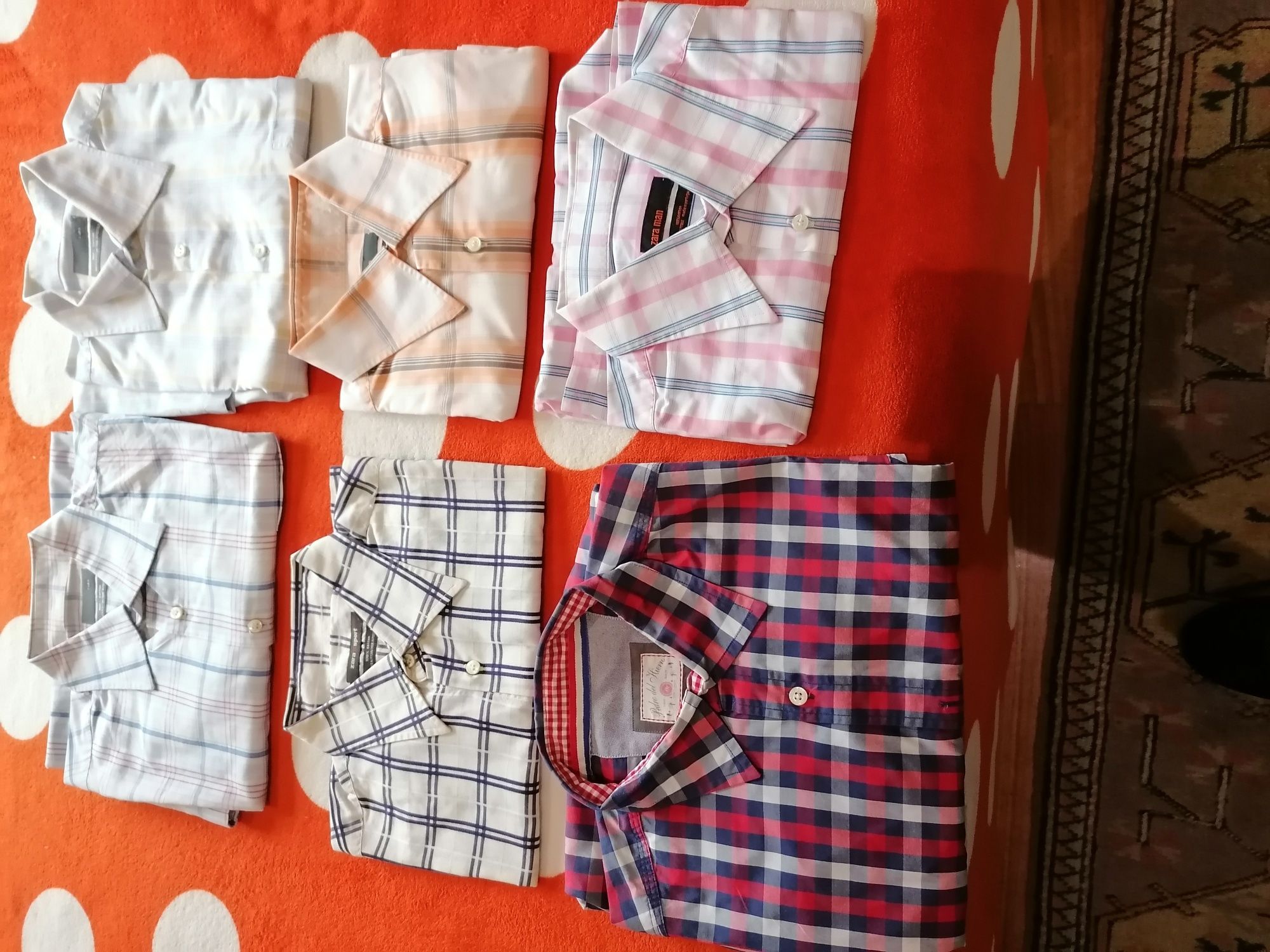 6 Camisas manga curta 100 %Alg.
