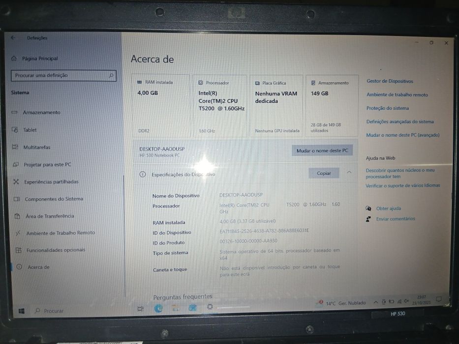 Portatil HP 530 Notebook