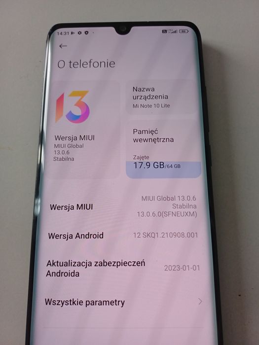 Xiaomi Mi Note 10 Lite • 6+1 GB RAM • 64 GB • Android 12 • Stan bdb