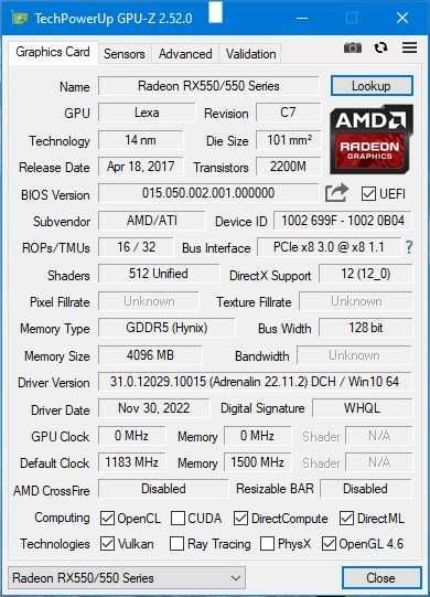 Видеокарта SOYO AMD Radeon RX 550/4GB DDR5/128-bit (новая)