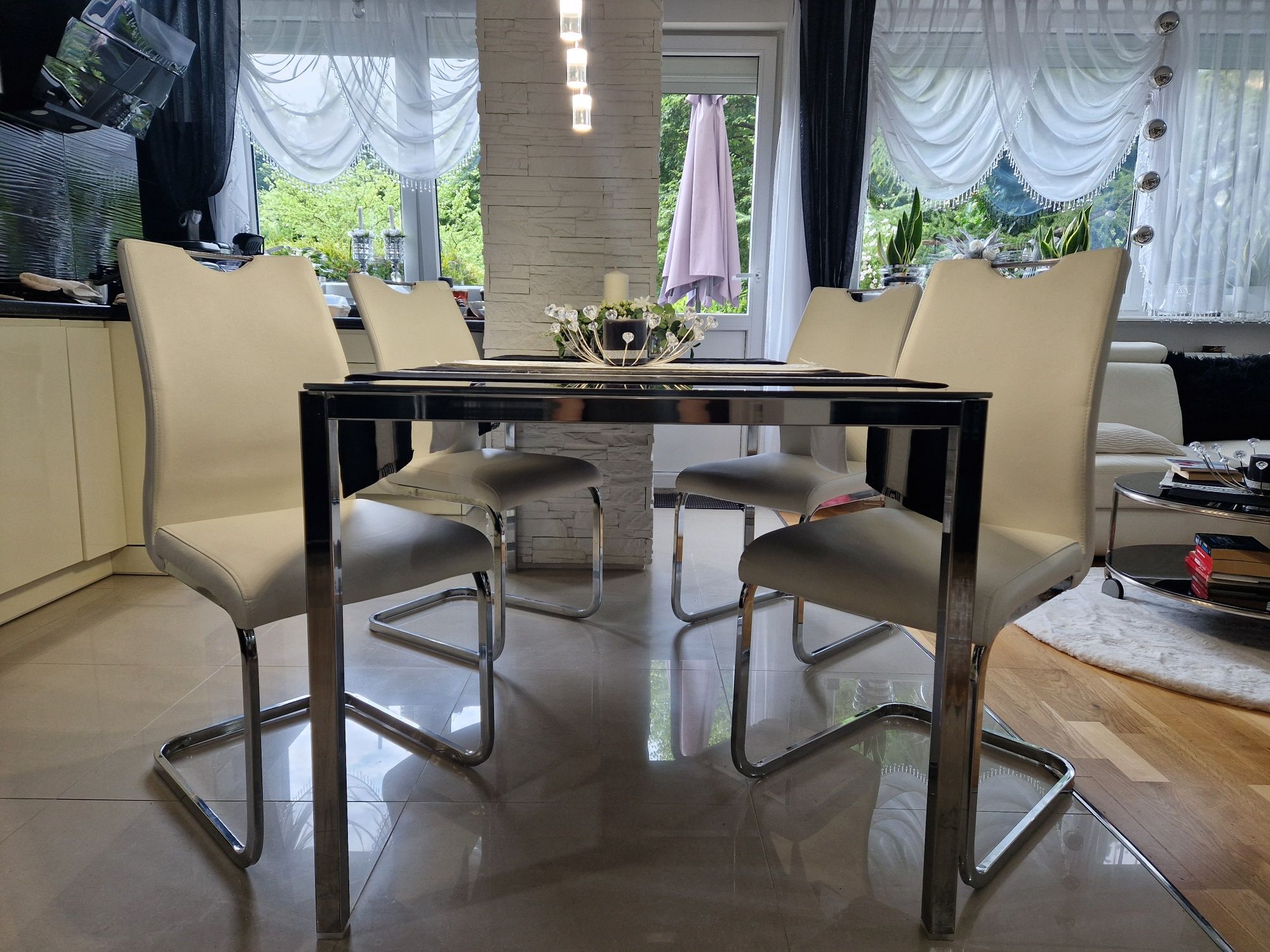 Nowoczesne białe krzesła do salonu/jadalni w stylu glamour