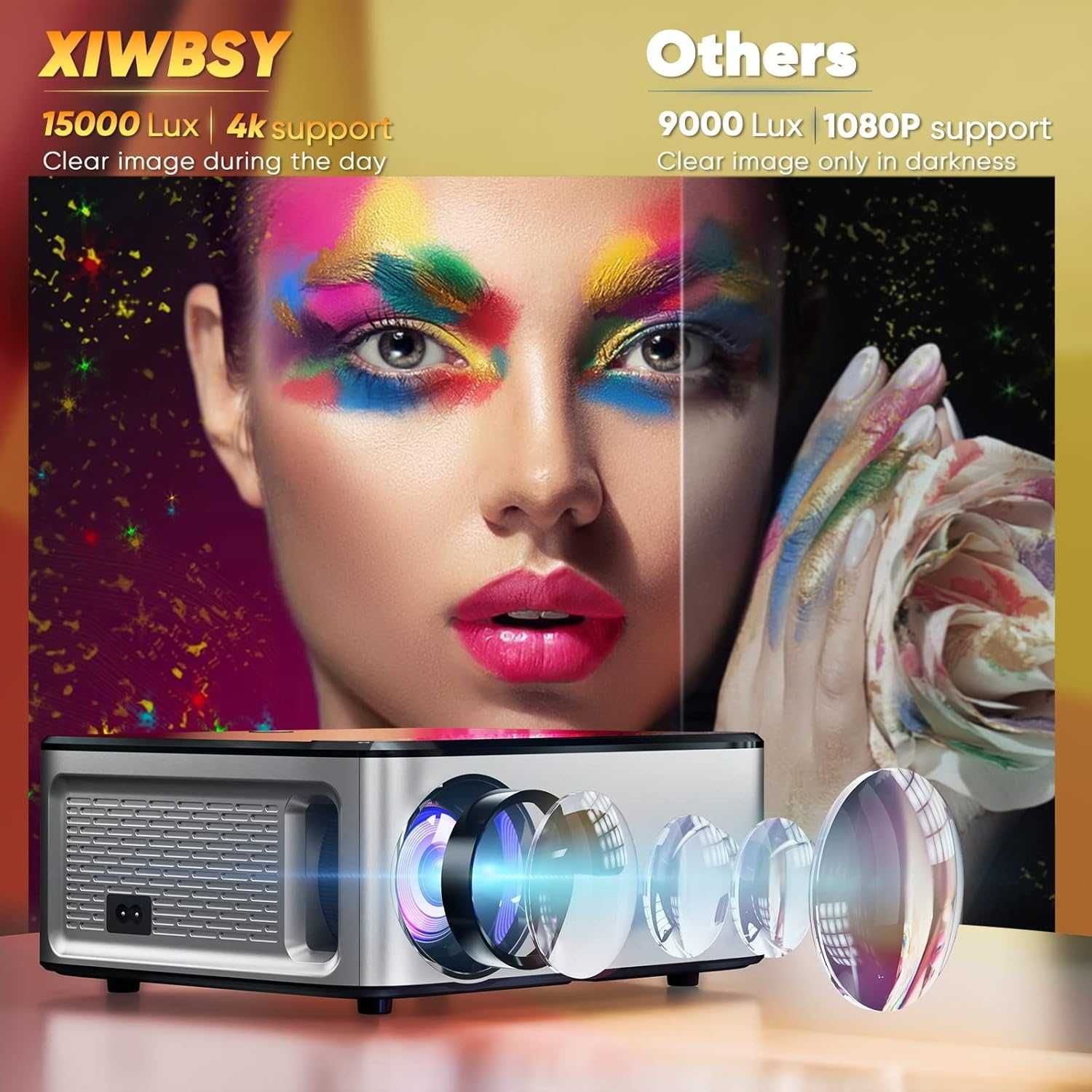 Projektor LCD 1080P z Bluetooth 5G WiFi 500 ANSI Full HD