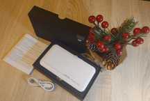 Power bank 9000 mAh ALL IN ONE - biały - 28943 LED wbudownay kabel