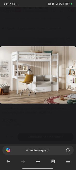 Beliche / cama alta com secretária e sofá cama como novo