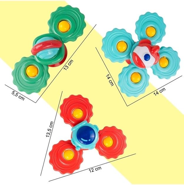 Спіннер брязкальце з присоскою 3 шт Huanger  Дитячий спіннер