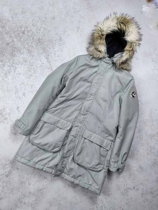Napapijri expedition parka grey S zimowa kurtka z futrem ocieplana