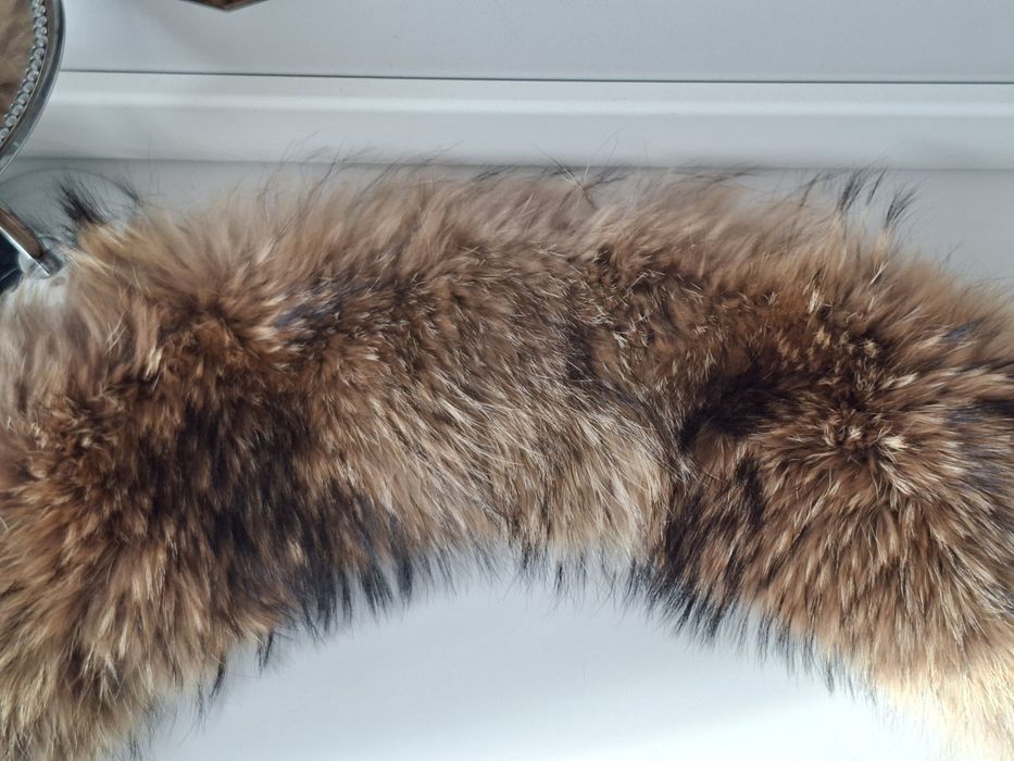 JENOT NATURALNY 85cm okazały NOWY kołnierz przypinka dopinka