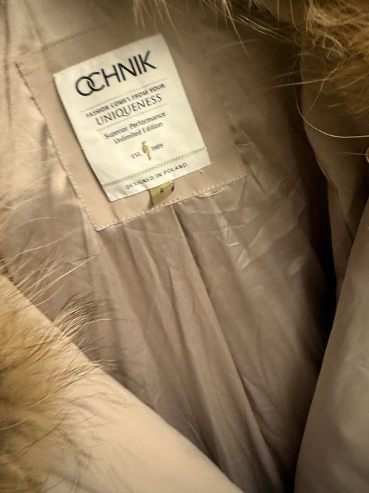 Plaszcz Ochnik futro naturalne jenot jak nowe rozmias S