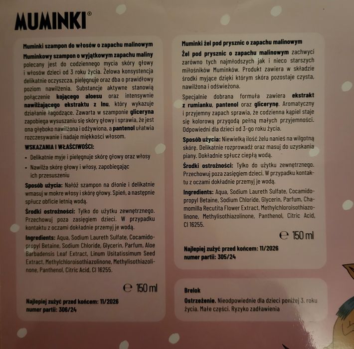 Zestaw Kosmetyków / Prezentowy/ Upominkowy Muminki Mała Mi Żel Szampon