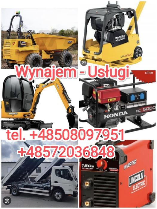 Wynajem-Usługi- sprzętu budowalnego, lawet, przyczep i wiele innych!
