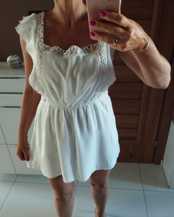 Biały kombinezon boho rozmiar L /XL