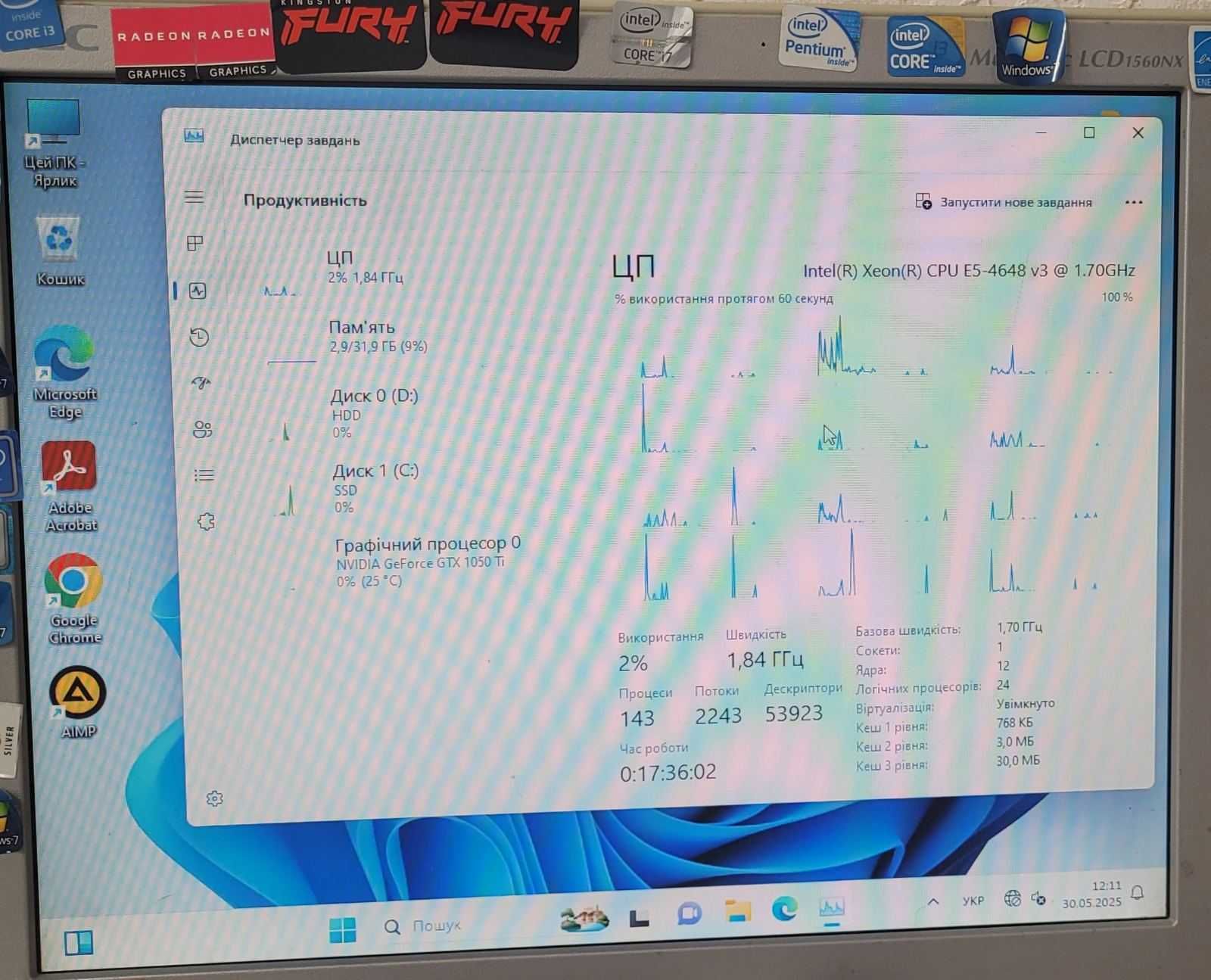 Робоча станція Компьютер Рендер (24 потока/32гб DDR4/NVME512gb+1000gb)