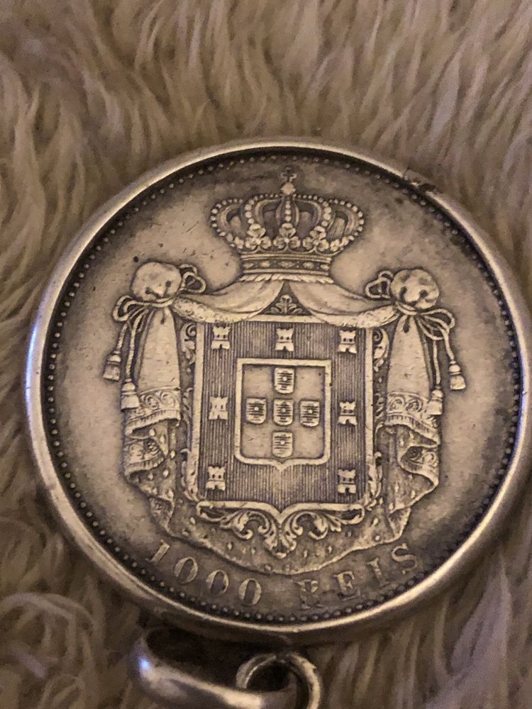 Moeda 1000 reis com aro em prata