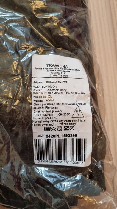 Bielizna zimowa rozm. XL