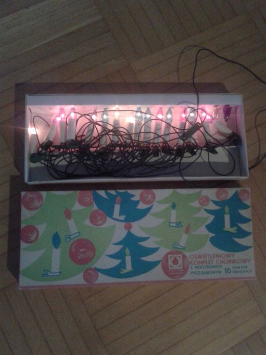 Lampki choinkowe PRL oryginalny komplet