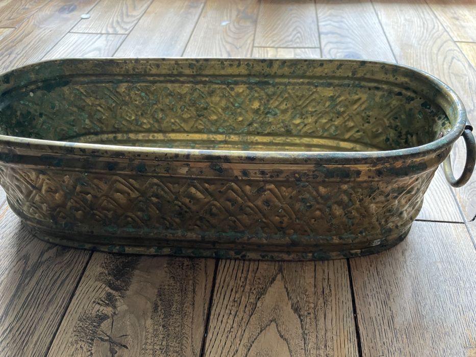 Stary kwietnik donica rynienka z mosiądzu