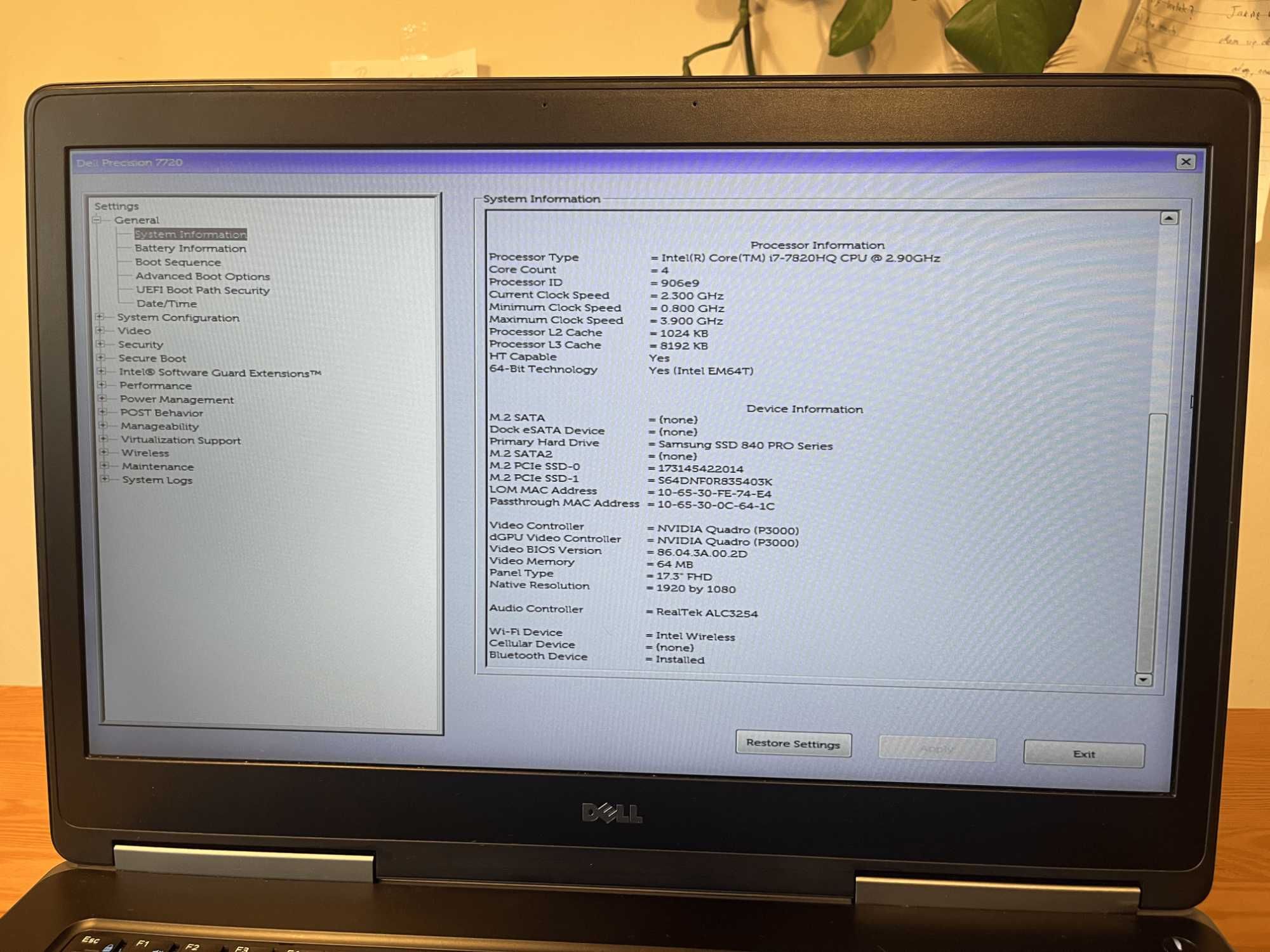 Laptop Dell Precision 7720 i7-7820HQ 32GB 1,5TB QUADRO P3000