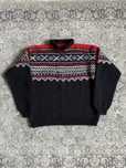 Czerwony Czarny Sweter w Norweskim Stylu Norweski Damski Kolorowy