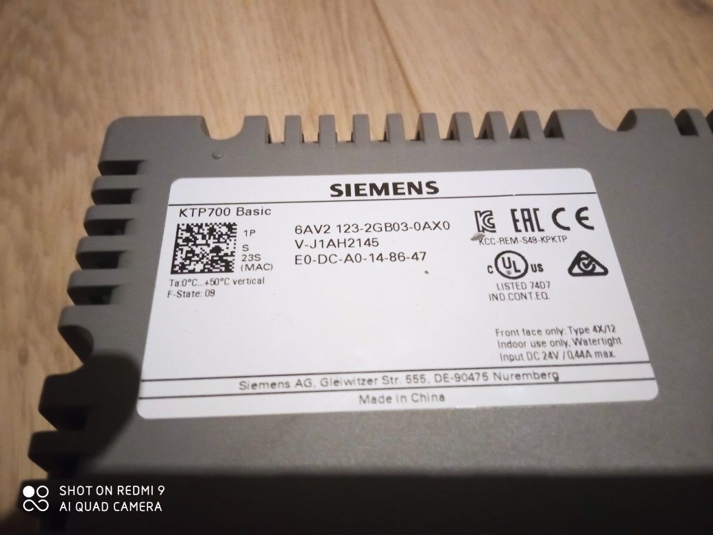 PANEL jak nowy Siemens HMI KTP 700 BASIC COLOR PN - 6AV2123-2GB03-0AX