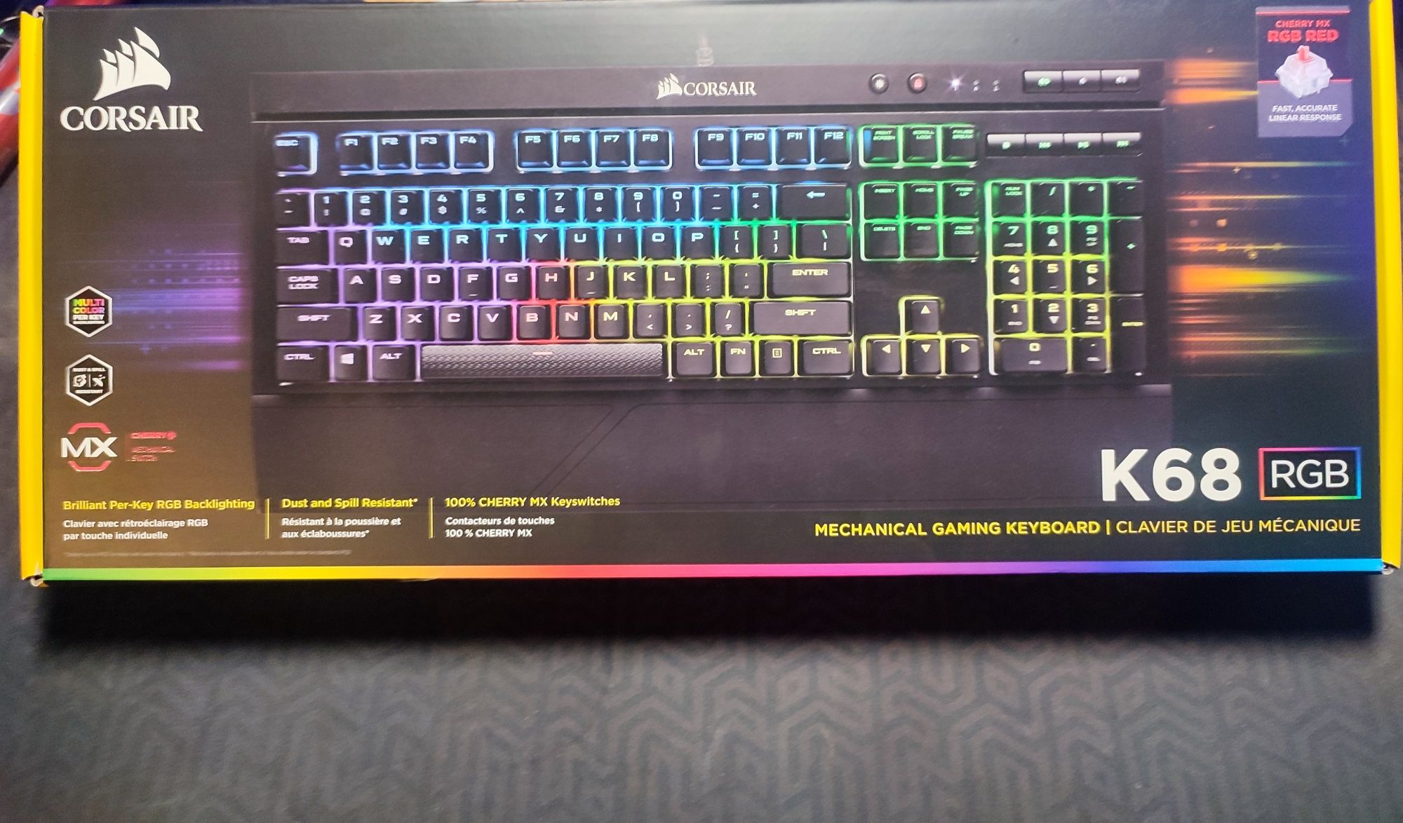 Klawiatura mechaniczna Corsair k68 RGB Cherry MX red