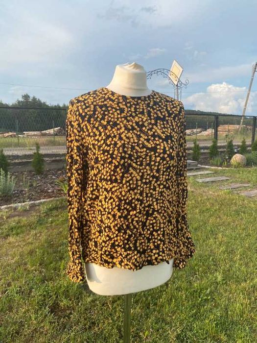 Bluzka w kwiaty floral blouse Ala Ganni S M wiskoza czarny woman style