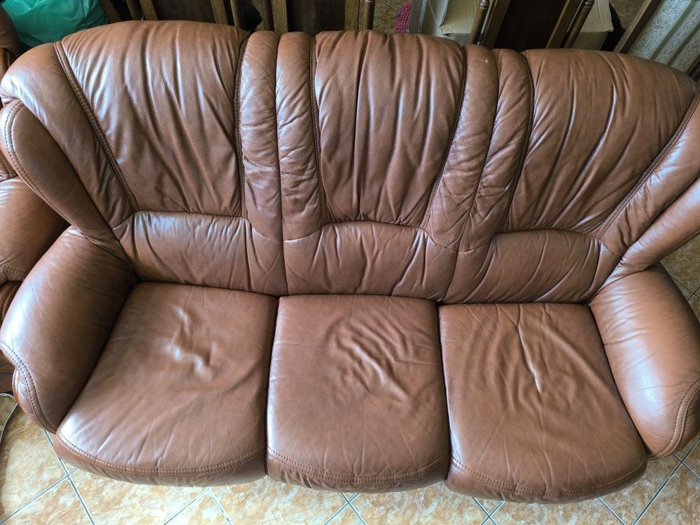 Conjunto de Sofás em pele genuína