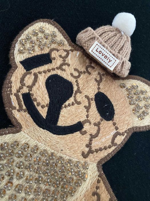 Premium sweterek z misiem teddy bear czarny 3D