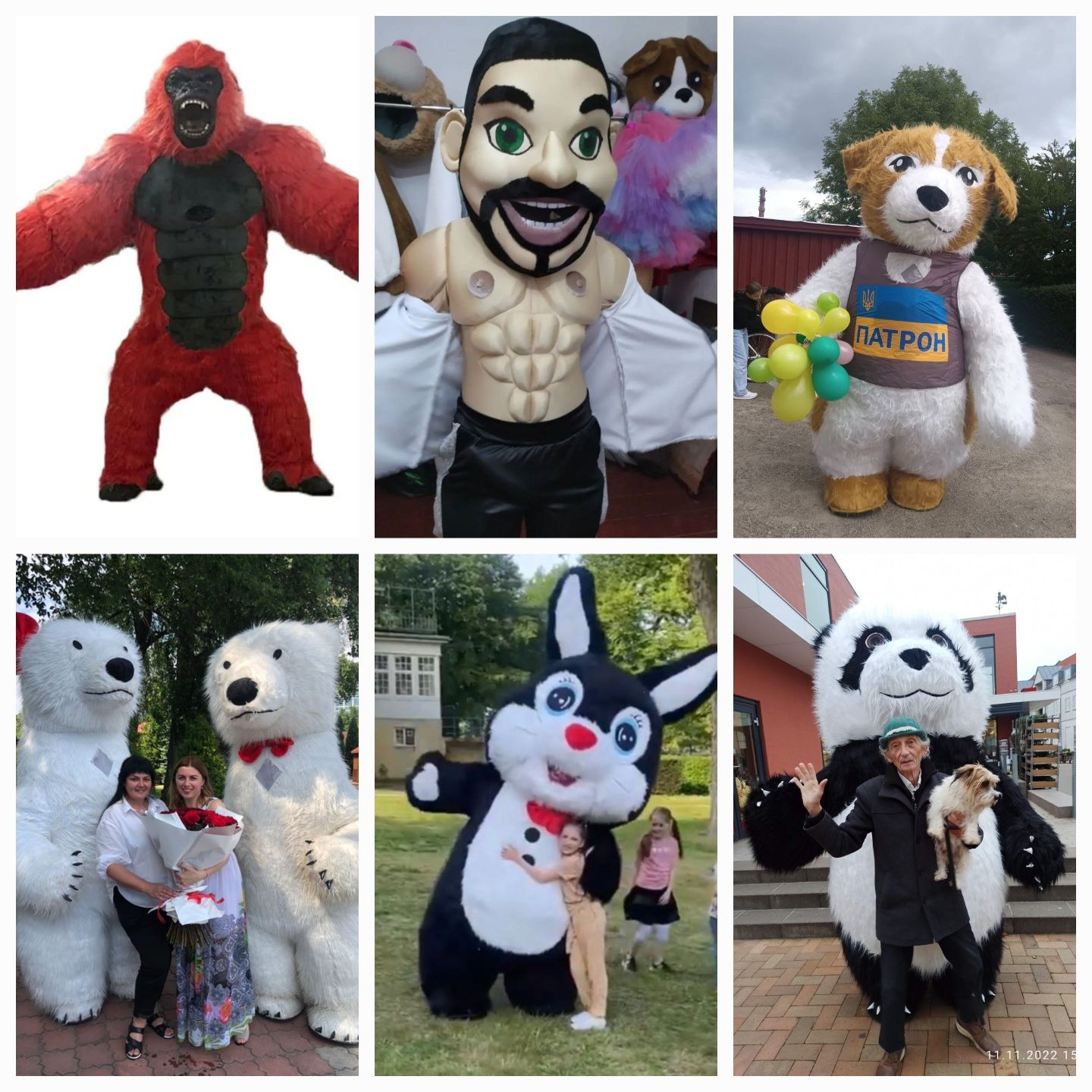 Аниматорские куклы,мишка,панда,поздравления,вiтання ,білий ведмідь,