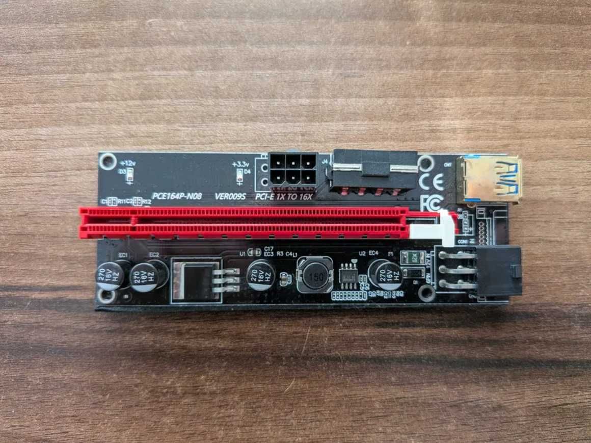 Riser 009s professional gold PCI-E 1x 16x, 60cm USB 3.0, 6 pin na SATA