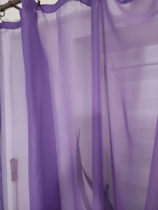 Zasłonki tiulowe delikatne liliowe fioletowe