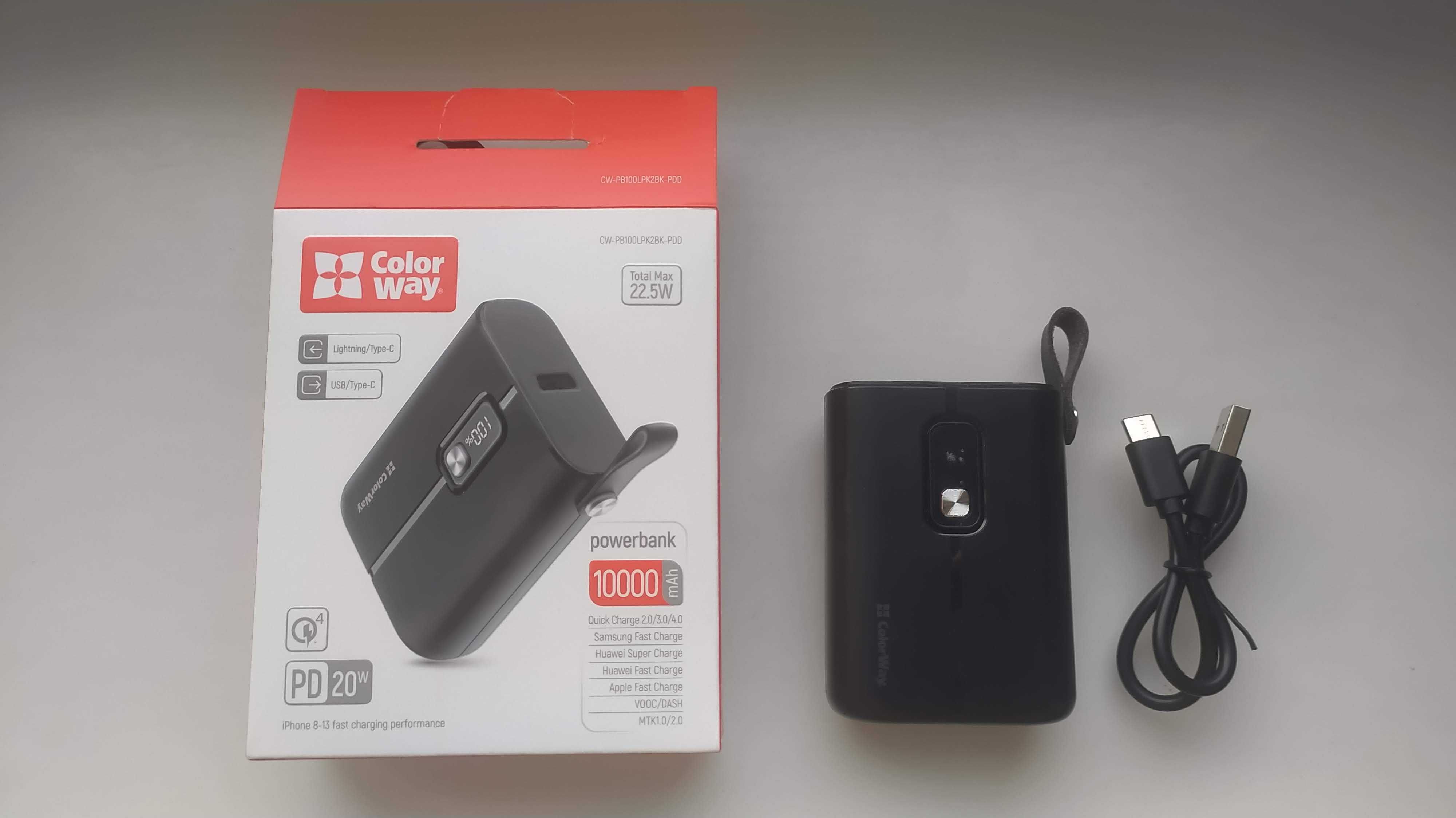 Colorway Full Power ( USB-C Power Delivery 22.5W) Black 10000 mah