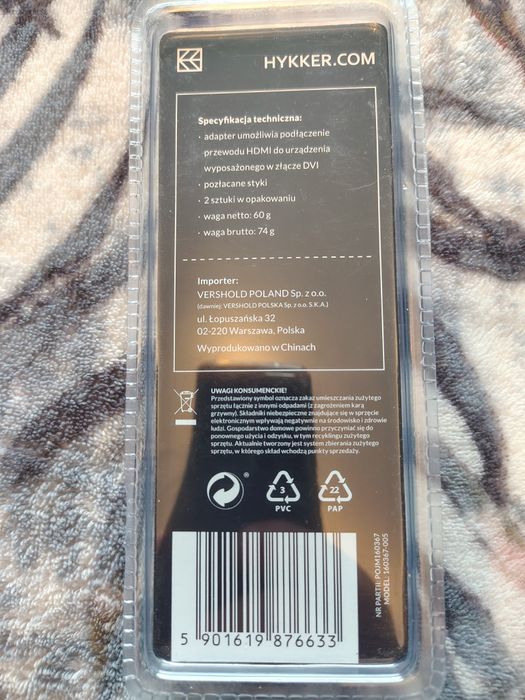 Adapter Hykker DVI 24+1 męski - HDMI żeński