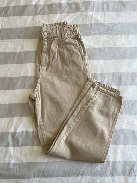 Calcas bege elastico na cintura