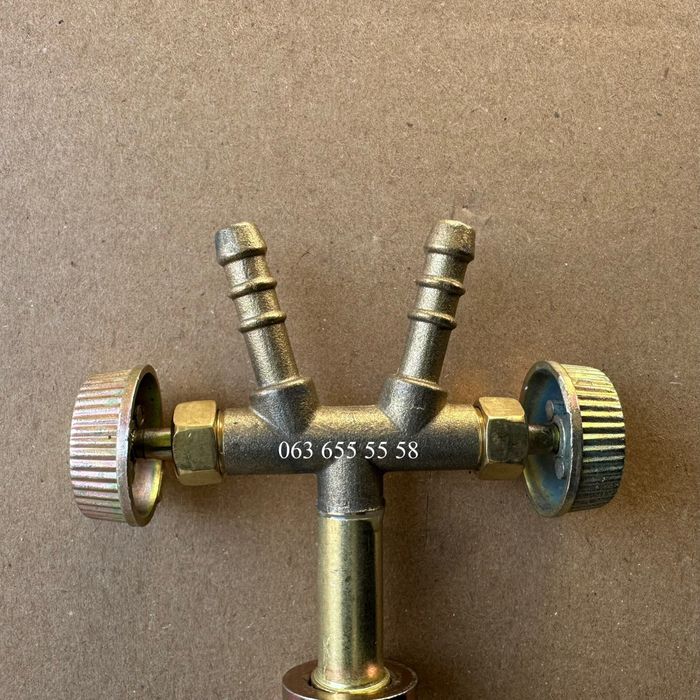 Кран-тройник для газового баллона, двойной штуцер, ОПТ