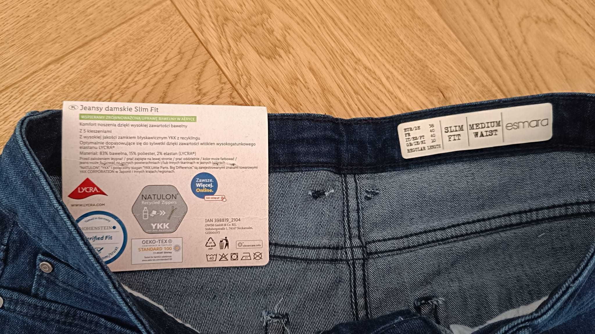 Nowe jeansy damskie slim fit 38 medium waist