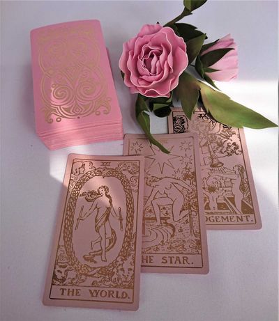 Карты Таро Уэйта Розовый Кварц PINK QUARTZ Gold Foil