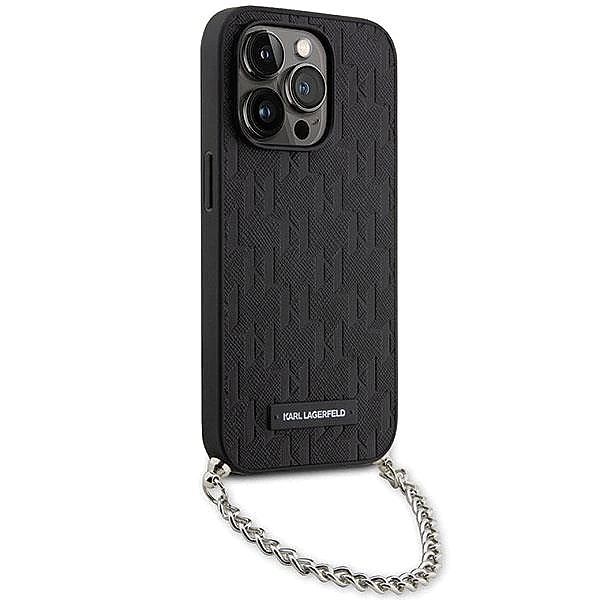 Etui Karl Lagerfeld Saffiano Monogram Chain na iPhone 14 Pro - czarne