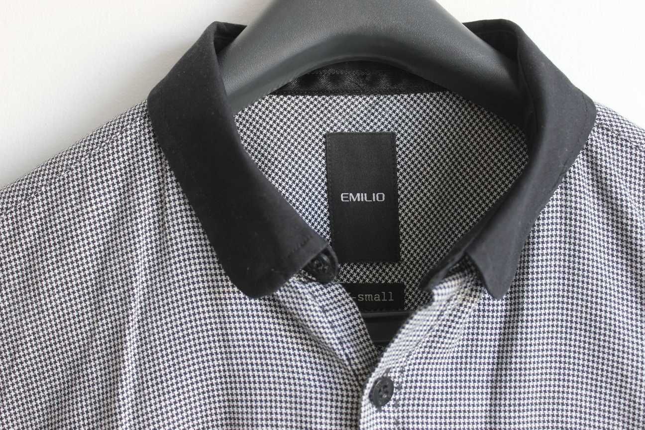 Emilio - koszula Slim Fit męska elegancka prążki czarna szara casual S