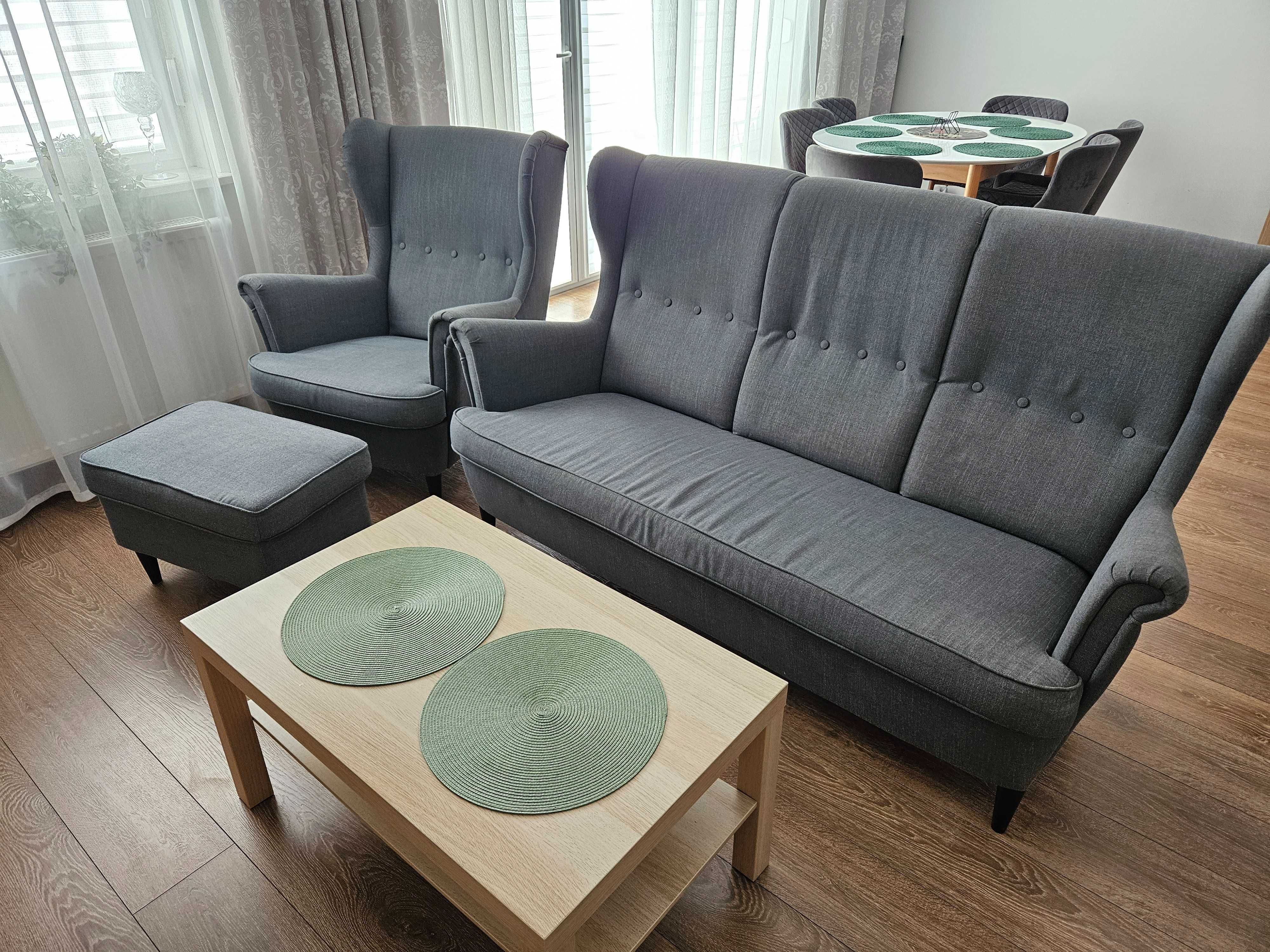 Sofa 3 osobowa IKEA STRANDMON, ciemnoszara