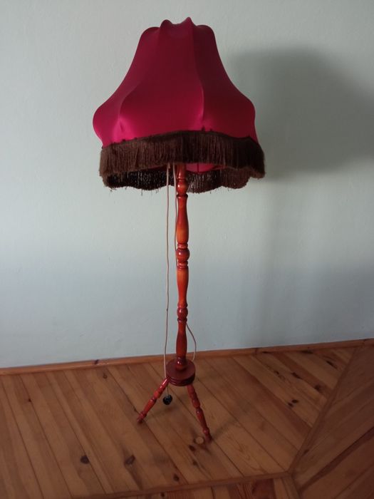 Lampa stojąca abażur PRL retro